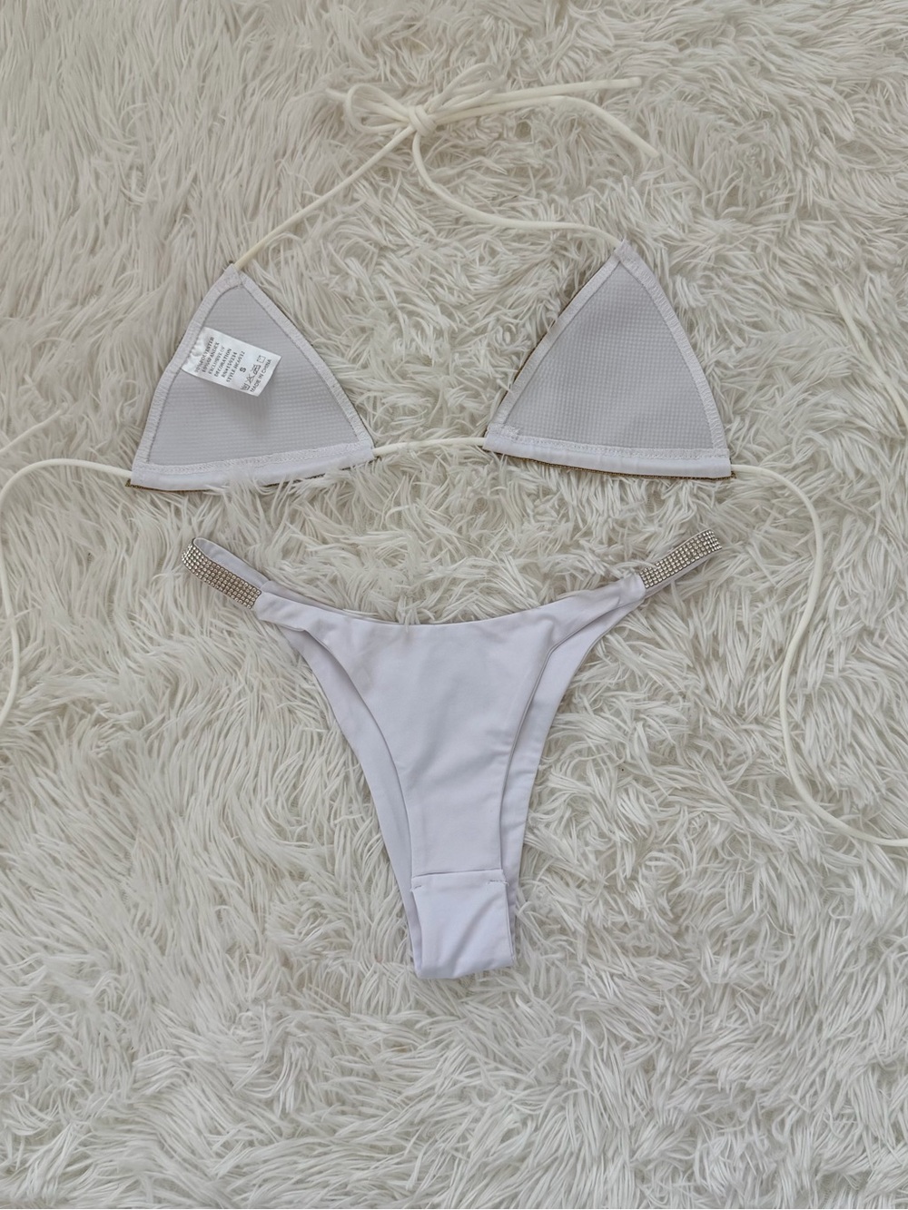 Y2K McBling White Rhinestone Bikini Set Size Small - Picture 4 of 9